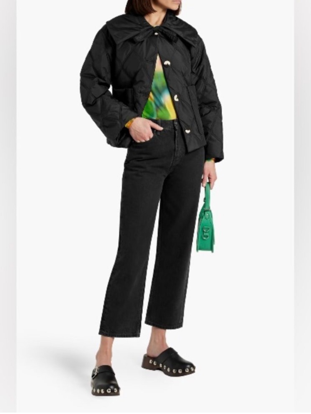 GANNI Misy Cropped Jeans - Black
